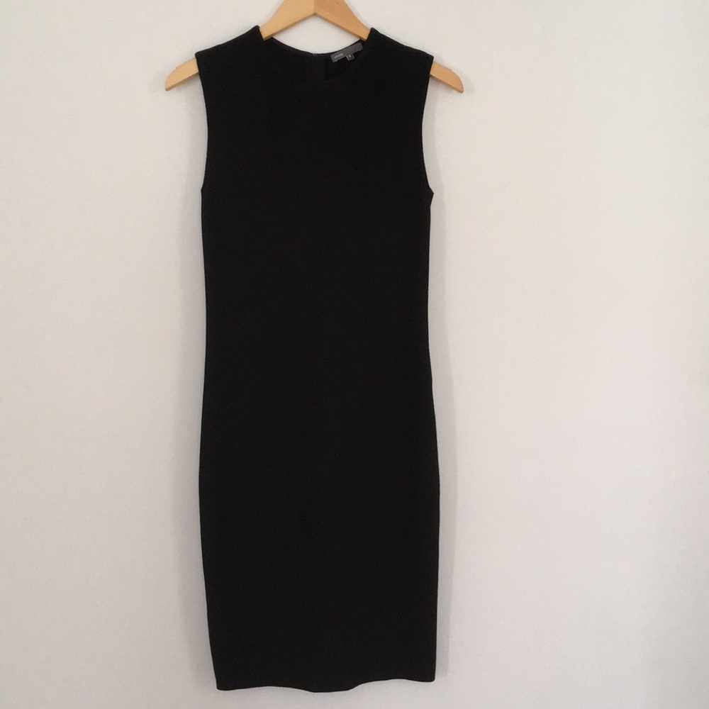Vince black crewneck sleeveless stretch-knit dress